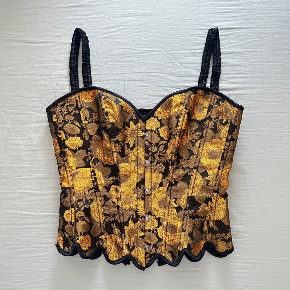 Floral Gold and Black Women's Top